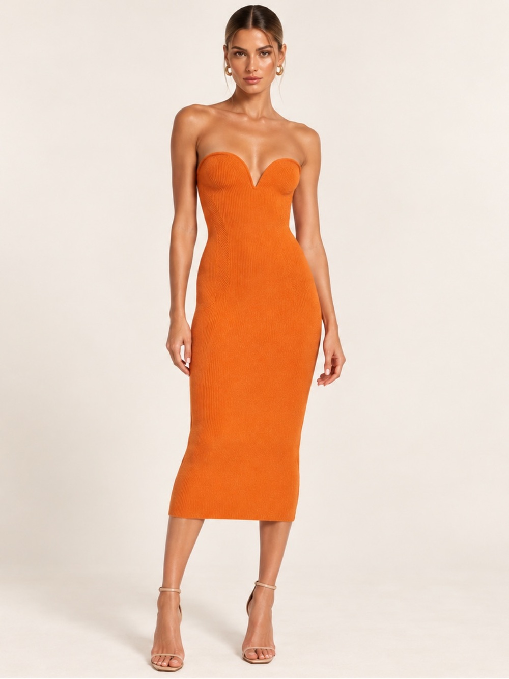 Galvan London Thalia ribbed knit midi dress